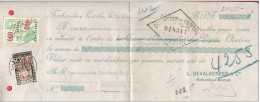 TP 388 Expo Bruxelles  Mandat (ou Reçu) Pub  DEVALKENEER à FORCHIES LA MARCHE  CHARLEROI 1935 + Fiscal - Documentos