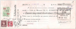 TP 321 Albert Képi Sur  Mandat (ou Reçu) Pub  SCHIETECATTE 53, Rue Van Lint à ANDERLECHT Bruxelles 1935  + Timbre Fiscal - Documents