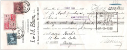 TP 320  321 Albert Képi Mandat (ou Reçu) Pub Soie Velours BLUM 40, Bvd D'Anvers 1936 + Fiscal - Documenti
