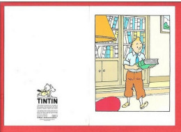 TINTIN  Carte De Voeux -  Double  Grand Format  -  N'est  Pas écrite - Bandes Dessinées