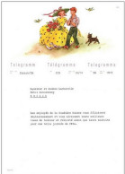 SUISSE  Télégramme Illustré  Telegramm Telegramma Avec Enveloppe TELEGRAPH ZURICH 12 X 56 - Couple, Chien, Oiseau, Fleur - Telegrafo