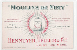 Pub Format D'une Carte Postale : MOULINS DE NIMY  - Hennuyer, Tellier & Cie à Nimy - Lez - Mons - Moulin, Molen - Mons