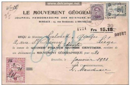 N°164 (perron De Liège) Et 139 Sur Reçu + Fiscal 5c Avec Au Dos : étiquette Bil. - Documents