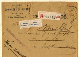 NIVELLES Recommandé Franchise 17 VII 1920 Vers SART DAME AVELINES + Vign. RETOUR  + Vign PARTI POUR - Portofreiheit