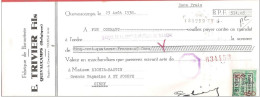 Mandat Pub  Bonneterie E.TRIVER Fils QUEVAUCAMPS  1938  +  Timbre Fiscal - Documentos