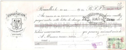 Mandat Pub  EXPORTATION PERSEVERANZA Dopchie Willequet BRUXELLES 1935 +  Timbre Fiscal - Dokumente