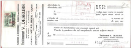 Mandat (ou Reçu)  Pub Bonneterie V.DESEURE Rue Flora GAND GENT MEIRELBEKE   1937  +  Timbre Fiscal - Dokumente