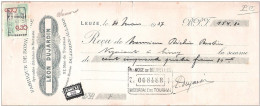 Mandat (ou Reçu)  Pub Bonneterie LEON DUJARDIN 97, Rue De Tournai à LEUZE   1937  +  Timbre Fiscal - Documenten