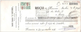 Mandat (ou Reçu)  Pub  Société LE CAOUTCHOUC  Rue De Jupille  353 à BRESSOUX  1936  +  Timbre Fiscal - Documents