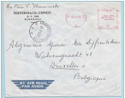 Lettre Par Avion By Air Mail  Martermaco - Congo - CONGO  KINSHASA 25 IX 1969 -  Affr Mécanique - Used