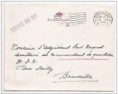 Lettre En Franchise PALAIS DE BRUXELLES Griffe SERVICE DU ROI Obl Bruxelles 8 XII 1951 - Franchigia