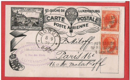 LUXEMBOURG Carte Postale Par Ballon Obl ROODT 8 IX 1927 - Expédié Par Ballon - Briefe U. Dokumente