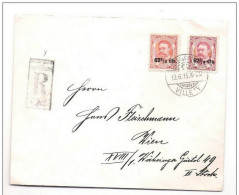 L Recommandée LUXEMBOURG Ville IV - TP Surchargés  62 1/2 Cts - Obl 19 VI 1915 Vers Vienne - 1906 William IV