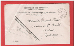 L Ministère Finances FRANCHISE Obl MONS BERGEN 23 II 1920 Pli - Franchise