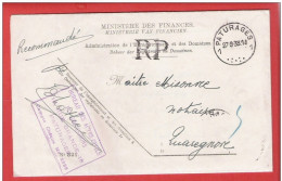 L Ministère Finances FRANCHISE  RECOMMANDE RP Obl PATURAGES 27 IX 1933 Vers Quaregnon - Portofreiheit