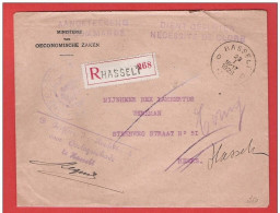 L Ministère  RECOMMANDE AANGETEKEND  FRANCHISE Obl  HASSELT D - 23 I 1926 Vers Heers Retour Terug Vignette GEWEIGERD - Franchise