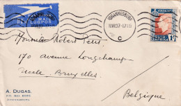 L By Air Mail Per Lugpos  SUID AFRIKA Kroning Obl JOHANNESBURG 10 VIII 1937 Vers Bruxelles - Aéreo