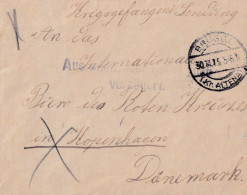 L KRIEGSGEFANGENENSENDUNG Obl BRUGGE (Kr Altena) 30 XI 1915 Croix Rouge COPENHAGEN Aus Militärischen Gründen Verzögert - Prisonniers