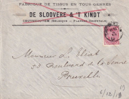 L DE SLOOVERE & T'KINDT Tissus CRUYSHAUTEM TP 138 Obl 6 XII 19 Sans Date - Fortune   CRUYSHAUTEM Vers Bruxelles - Fortune Cancels (1919)