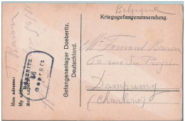 Kriegsgefangenen Sendung Carte Gefangenenlager Döberitz (Deutschland) Vers Dampremy (Charleroi) Censure Geprüft 56 F.A. - Kriegsgefangenschaft