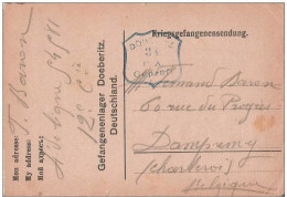 Kriegsgefangenen Sendung Carte Gefangenenlager Döberitz (Deutschland) Vers Dampremy (Charleroi) Censure Geprüft 38 F.A. - Prisoners