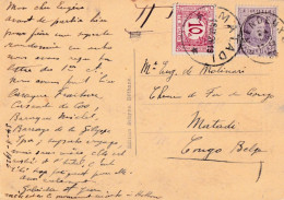 Houyoux Obl étoiles RENDEUX Vers Chemin De Fer Du CONGO à Matadi + Timbre Taxe TX67 Obl 18 IX 1926  Rare - Covers & Documents