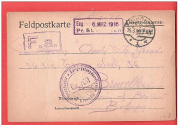 Feldpostkarte Kriegsgefangenen-sendung  GIESSEN  6 - 3 1916  Geprüft  Kommandantur - Prigionieri
