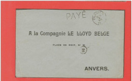 FORTUNE  : Griffe PAYE  De CLAVIER  5 XII 19  - Pas Courant Vers Anvers  (obl Verso) - Foruna (1919)