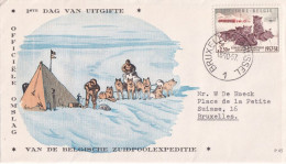 FDC TP1030 Chien De Traineau Expédition Antarctique  Belge  18 X 1957 - 1951-1960