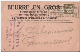 Cérès TP 337 Sur CP Publicitaire Beurre En Gros François SMITS, R De La Prairie  BERCHEM - Ch D'Herentals DEURNE - 1932 Ceres Y Mercurio