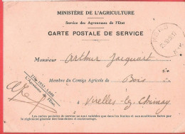 Carte Postale De Service Ministère De L'agriculture Services Des Agronomes Obl MONS 25 X 1938 Vers Virelles-lez-Chimay - Portofreiheit