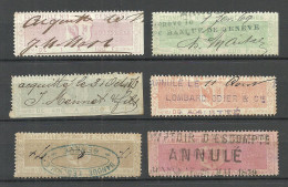 SCHWEIZ Switzerland - Canton De Genève Timbre Estampillé Revenue Tax Steuermarken, 6 Different, O - Revenue Stamps