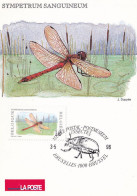 CPM  LA POSTE - TP 2630  Obl  Musée Postal Bruxelles  3 V 1996  Nature Insecte Sympêtre Rouge Sang Ou Libellule - 1991-2000