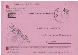 CP Service  GENDARMERIE  En Franchise Obl ALLEUR 28 X 65 Vers ANS Avec Timbre Littera AA  Boîte !  Intéressant - Correo Rural