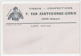 CP Pub Tissu Confection  VAN ZANTVOORDE GORIN à MONS Carte Vierge - Mons