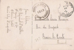 CP En Franchise PMB (sans N°) - 4ème Bureau Postal Armée Belge D'occupation -  Le 31 I 19 Vers Braine-le-Comte (fortune) - Noodstempels (1919)