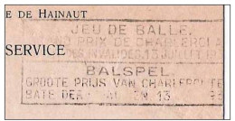 CP De Service (Mont-sur-Marchienne) Obl. Flamme Charleroi 1930 JEU DE BALLE - Grand Prix De Charleroi 13 Juillet 1930 R! - Targhette