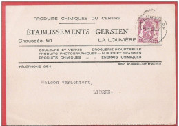 CP Commerciale  LA LOUVIERE Chaussée, 61 GERSTEN Produits Chimiques Du Centre  Peinture  1939 - La Louvière