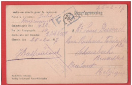 CP Monument GIESSEN Kriegsgefangenensendung  Postkarte  Prisonnier  Lager GIESSEN Vers Schaerbeek  25 II 1917 - Prisioneros