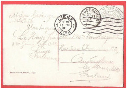 CP LIEGE Obl  18 VII 1919 En Franchise Militaire "Corresponde Privée" Vers AUDERGHEM (fortune)  19 VII 19 - Fortune Cancels (1919)