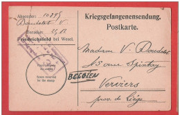 CP Kriegsgefangenensendung  Postkarte  Prisonnier  Lager  FRIEDRICHSFELD Bei WESEL  28 VIII 1917 Vers Verviers - Krijgsgevangenen
