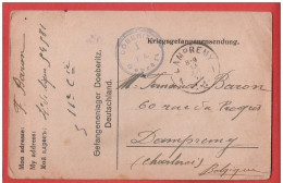 CP Kriegsgefangenensendung  Postkarte  Lager  DOEBERITZ  Geprüft Vers Dampremy  26 XI 17 - Prisoners