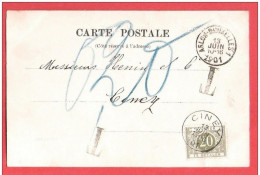 CP HABAY LA VIEILLE Château De La Trapperie  AMBULANT ARLON BRUXELLES 1 Le 13 Juin 1901 Avec Timbre Taxe Obl CINEY - Ambulants