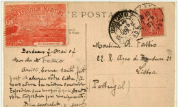 CP EXPOSITION MARITIME De BOrDEAUX Vue Du Grand Palais Avec Vignette Superbe Obl 7 V 1907 Vers Lisbonne - Storia Postale
