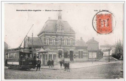 CP BERCHEM ST AGATHE  Maison Communale Magnifique Tram En Gros Plan 1913 - St-Agatha-Berchem - Berchem-Ste-Agathe