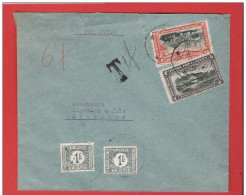 CONGO BELGE PA1, PA 2 Obl. BANDUNDU 8 IX 1928 Vers Kinshasa LEOPOLDVILLE  (envoi Intérieur) 2 X TAXE 72 !!! Rare - Lettres & Documents