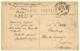 Belgique FORTUNE CP Franchise Militaire POITIERS 26 II 1919 Vers TEMPLEUVE Obl Violette ! - Fortune Cancels (1919)