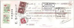 Albert Képi  321 Paire Mandat (ou Reçu) Pub Tissu STENUIT à BRUXELLES  1935 + Timbre Fiscal - Documents