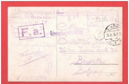 14-18 Carte Photo Kriegsgefangenensendung Courrier Franchise Prisonnier Belge Censure Geprüft  GIESSEN - Prigionieri