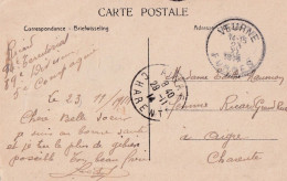 14-18  Territoire Non Envahi  CP  Obl VEURNE FURNES 23 XI 1914  Vers France Aigre "Je Tue Le Plus De Gibier Possible !" - Zona Non Occupata